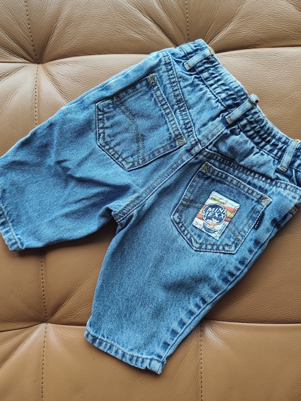 Mini Mexx Kids Denim Pants in Blue with Patch Detail, 100% Cotton, 6M